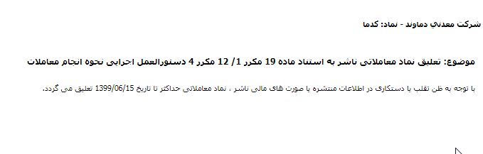 نماد بورسی چکاپا کدما معدنی دماوند صنایع کاغذ پارس