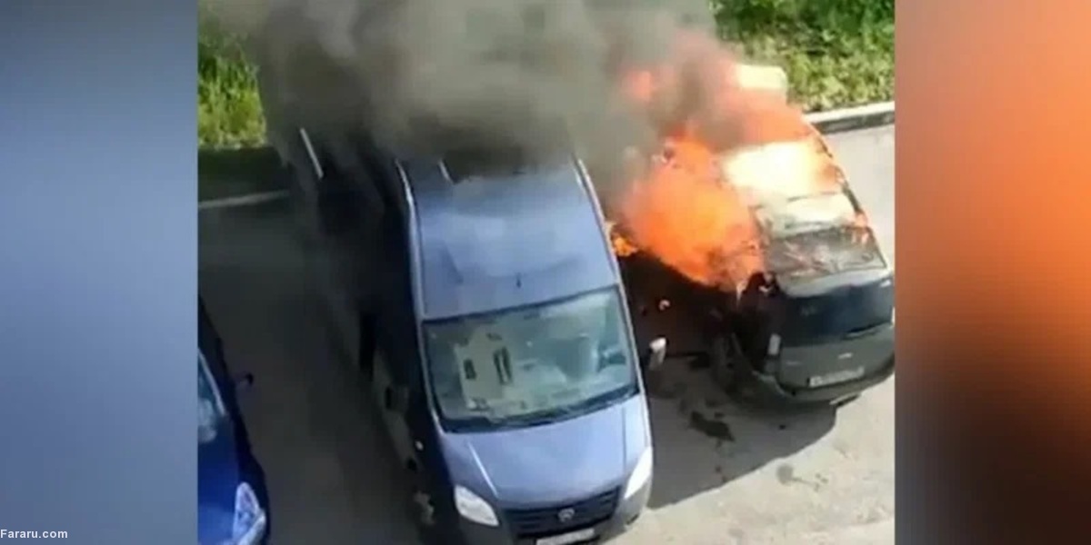 تلاش یک مرد برای نجات ماشین خود از آتش سوزی+فیلم