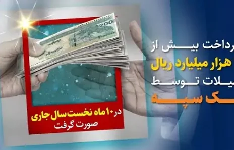 پرداخت بیش از ۲۲۰ هزار میلیارد ریال تسهیلات توسط بانک سپه
