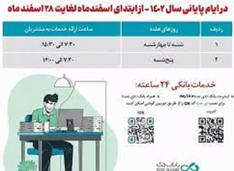 افزایش ساعت کاری شعب بانک دی در اسفند ماه