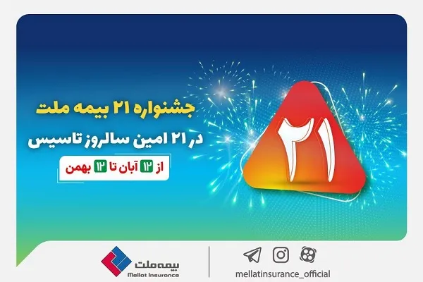 به مناسبت بیست‌و‌یکمین سالگرد تاسیس؛ جشنواره ۲۱ بیمه ملت به مدت سه ماه برگزار می‌شود