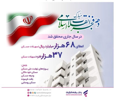حمایت ۶۸ هزار میلیاردی بانک رفاه کارگران از احداث مسکن در کشور