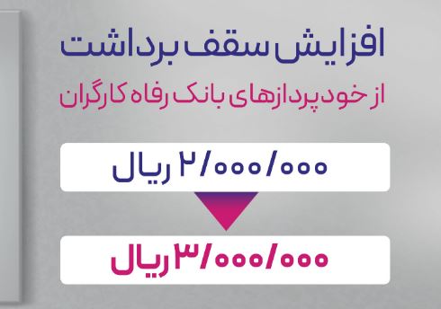 سقف برداشت وجه نقد از خودپردازهای بانک رفاه کارگران افزایش یافت