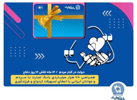 همراهی ۷۸ هزار میلیاردی بانک تجارت با مردم و جوانان ایرانی با اعطای تسهیلات ازدواج و فرزندآوری